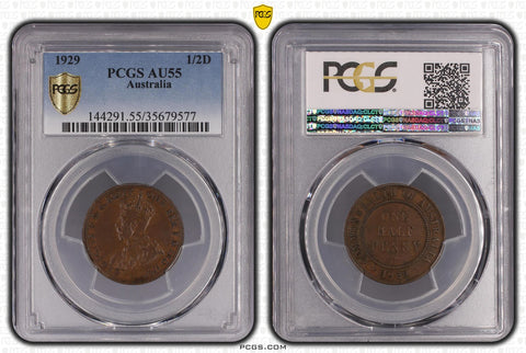1929 1/2D PCGS AU55