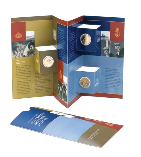 2001 Australian Defence Forces $1 X 3 Coin Set in Folder Army Navy Air Force