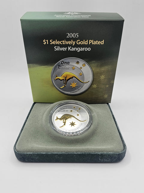 $1 Selectively Gold Plated Silver Kangaroo