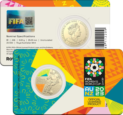 2023 $1 FIFA Women's World Cup UNC Coloured Coin - Carded