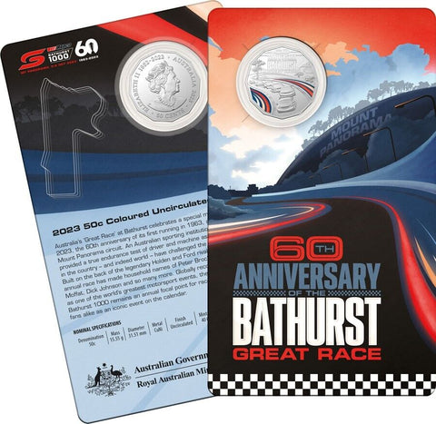 2023 50c Coloured Uncirculated Coin – 60th Anniversary of the Bathurst 1000