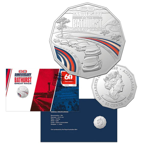 Royal Australian Mint 2023 50c UNC Coin 60th Anniversary of the Bathurst Great Race PNC