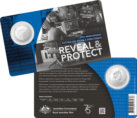2022 RAM 50c 75th Anniversary Of The Australian Signals Directorate